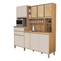 Armário Gabi Cozinha Completa Compacta MDF Vidro Reflecta