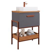 Armário Gabinete Banheiro 60cm Mdf Porta Prateleira Titanium Armário Gabinete Banheiro 60cm Mdf Porta Prateleira Titanium