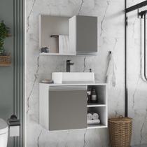 ARMARIO GABINETE BANHEIRO VIRTUS 60CM branco / cinza