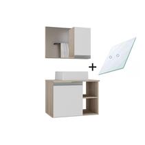 Armario gabinete banheiro virtus 60cm tampo de vidro