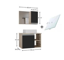 Armario gabinete banheiro virtus 60cm tampo de vidro