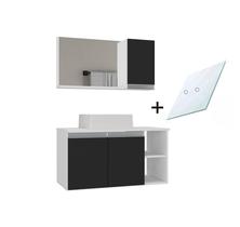 Armario gabinete banheiro virtus 80cm tampo de vidro