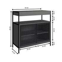 Armário Gabinete de Banheiro 80cm Estilo Industrial com 2 Portas P1038 Preto/Grafite sem Cuba