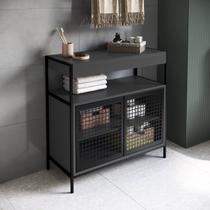 Armário Gabinete de Banheiro 80cm Estilo Industrial com 2 Portas P1038 sem Cuba