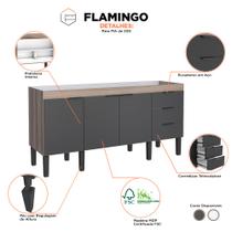 Armário Gabinete de Cozinha Para Pia de 200 em Madeira Flamingo 3 Gavetas Tamarindo/Preto - Cozimax