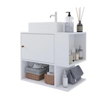 Armário Gabinete Organizador Suspenso Com 1 Porta e Nicho Banheiro Beauty