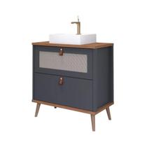 Armário Gabinete P/ Banheiro Titanium E Freijó Vêneto 60cm