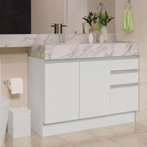 Armário Gabinete Para Banheiro 120cm 2 Portas 3 Gavetas Branco Madesa Branco Armário Gabinete Para Banheiro 120cm 2 Portas 3 Gavetas Branco Madesa Branco