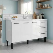 Armário Gabinete para Cozinha em Aço Pia 150cm Novo Vênus Branco