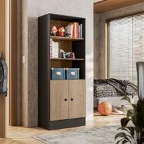 Armário Gamer Moderno Preto e Carvalho 4095 - Vallisa Decor