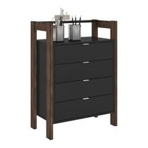 Armário Gaveteiro 4 Gavetas 65x90,05x35,5 cm Preto/Nogal