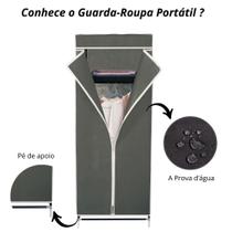 Armário Guarda Roupa Dobrável Organizador Portátil TNT, Ferro e Plástico 55CM X 45CM X 150CM