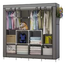 Armário Guarda Roupa Organizador Dobrável Desmontável Portátil de 3 colunas Preto Suporta 30Kg Armário Guarda Roupa Organizador Dobrável Desmontável Portátil de 3 colunas Preto Suporta 30Kg