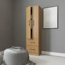 Armário Guarda Roupa Pequeno 47x172cm Mdp 8012 Menu Móveis Carvalho Armário Guarda Roupa Pequeno 47x172cm Mdp 8012 Menu Móveis Carvalho