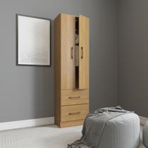 Armário Guarda-Roupa Solteiro 2 Portas 2 Gavetas 47x172Cm Carvalho