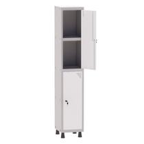 Armário Guarda Volume Locker Roupeiro 1 Vão 02 Portas Com Prateleira GRF501PRI/2 Cinza e Branco - Pandin