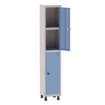 Armário Guarda Volume Locker Roupeiro 1 Vão 02 Portas Com Prateleira GRP501PRI/2 Cinza e Azul Dali - Pandin