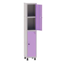 Armário Guarda Volume Locker Roupeiro 1 Vão 02 Portas Com Prateleira GRP501PRI/2 Cinza e Lilás - Pandin Armário Guarda Volume Locker Roupeiro 1 Vão 02 Portas Com Prateleira GRP501PRI/2 Cinza e Lilás - Pandin