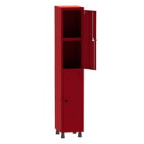 Armário Guarda Volume Locker Roupeiro 1 Vão 02 Portas Com Prateleira GRP501PRI/2 Vermelho - Pandin