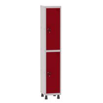 Armário Guarda Volume Locker Roupeiro 1 Vão 2 Portas Aço GRF501/2 Cinza e Vermelho - Pandin
