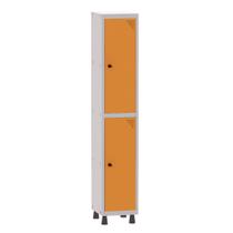 Armário Guarda Volume Locker Roupeiro 1 Vão 2 Portas Aço GRP501/2 Cinza e Laranja Picasso - Pandin