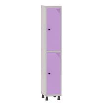 Armário Guarda Volume Locker Roupeiro 1 Vão 2 Portas Aço GRP501/2 Cinza e Lilás - Pandin