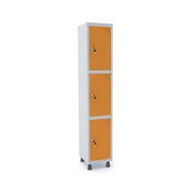 Armário Guarda Volume Locker Roupeiro 1 Vão 3 Portas Aço GRF501/3 Cinza e Laranja - Pandin