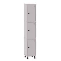 Armário Guarda Volume Locker Roupeiro 1 Vão 3 Portas Aço GRP501/3 Cinza - Pandin