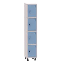 Armário Guarda Volume Locker Roupeiro 1 Vão 4 Portas Aço GRF501/4 Cinza e Azul Dali - Pandin