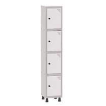 Armário Guarda Volume Locker Roupeiro 1 Vão 4 Portas Aço GRP501/4 Cinza e Branco - Pandin