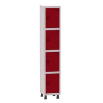 Armário Guarda Volume Locker Roupeiro 1 Vão 4 Portas Aço GRP501/4 Cinza e Vermelho - Pandin Armário Guarda Volume Locker Roupeiro 1 Vão 4 Portas Aço GRP501/4 Cinza e Vermelho - Pandin