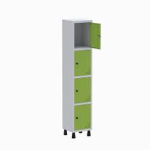 Armário Guarda Volume Locker Roupeiro 1 Vão 4 Portas GR301/4 Light Cinza e Verde - Pandin