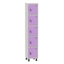 Armário Guarda Volume Locker Roupeiro 1 Vão 5 Portas Aço GRF501/5 Cinza e Lilás - Pandin Armário Guarda Volume Locker Roupeiro 1 Vão 5 Portas Aço GRF501/5 Cinza e Lilás - Pandin
