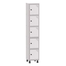 Armário Guarda Volume Locker Roupeiro 1 Vão 5 Portas Aço GRP501/5 Cinza e Branco - Pandin