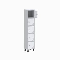 Armário Guarda Volume Locker Roupeiro 1 Vão 5 Portas GR301/5 Light Cinza e Branco - Pandin