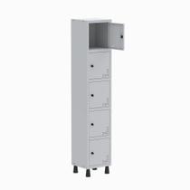Armário Guarda Volume Locker Roupeiro 1 Vão 5 Portas GR301/5 Light Cinza - Pandin