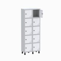 Armário Guarda Volume Locker Roupeiro 2 Vãos 10 Portas GR302/10 Light Cinza e Branco - Pandin