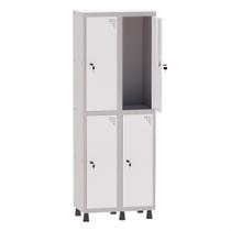 Armário Guarda Volume Locker Roupeiro 2 Vãos 4 Portas Aço GRF502/4 Cinza e Branco - Pandin