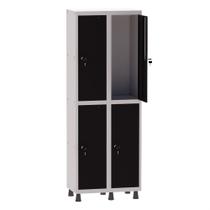Armário Guarda Volume Locker Roupeiro 2 Vãos 4 Portas Aço GRF502/4 Cinza e Preto - Pandin Armário Guarda Volume Locker Roupeiro 2 Vãos 4 Portas Aço GRF502/4 Cinza e Preto - Pandin