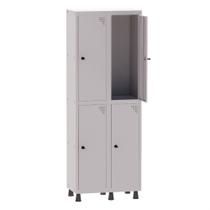 Armário Guarda Volume Locker Roupeiro 2 Vãos 4 Portas Aço GRP502/4 Cinza - Pandin