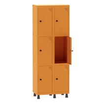 Armário Guarda Volume Locker Roupeiro 2 Vãos 6 Portas Aço GRP502/6 Laranja - Pandin