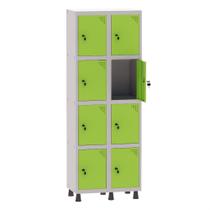 Armário Guarda Volume Locker Roupeiro 2 Vãos 8 Portas Aço GRF502/8 Cinza e Verde Miró - Pandin
