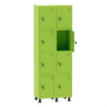 Armário Guarda Volume Locker Roupeiro 2 Vãos 8 Portas Aço GRF502/8 Verde Miró - Pandin