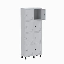 Armário Guarda Volume Locker Roupeiro 2 Vãos 8 Portas GR302/8 Light Cinza - Pandin