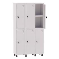 Armário Guarda Volume Locker Roupeiro 3 Vãos 06 Portas Com Prateleira GRF503PRI/6 Branco - Pandin