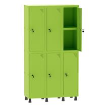 Armário Guarda Volume Locker Roupeiro 3 Vãos 06 Portas Com Prateleira GRF503PRI/6 Verde Miró - Pandin