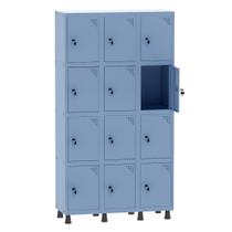 Armário Guarda Volume Locker Roupeiro 3 Vãos 12 Portas Aço GRF503/12 Azul Dali - Pandin