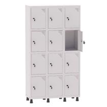 Armário Guarda Volume Locker Roupeiro 3 Vãos 12 Portas Aço GRF503/12 Branco - Pandin