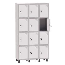 Armário Guarda Volume Locker Roupeiro 3 Vãos 12 Portas Aço GRF503/12 Cinza e Branco - Pandin