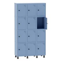 Armário Guarda Volume Locker Roupeiro 3 Vãos 12 Portas Aço GRP503/12 Azul Dali - Pandin